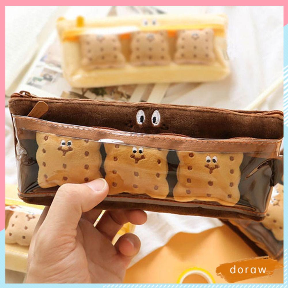 Túi Đựng Bút Hai Ngăn Bằng Vải Bông Xinh Xắn Cho Bé Ốp