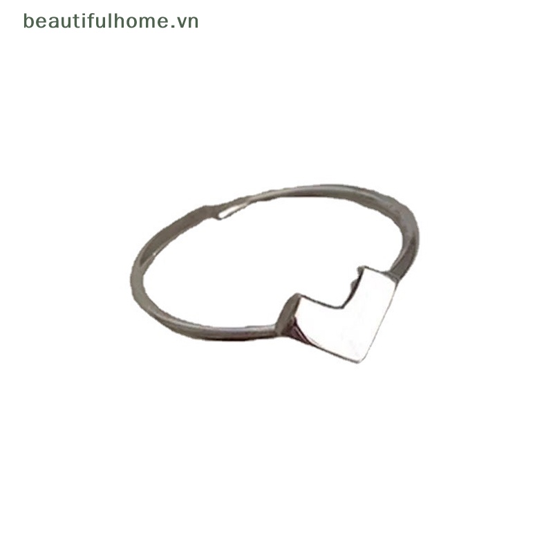 1 Bộ Nhẫn Dạng Hở Màu Bạc Hình Trái Tim Cá Tính Thời Trang Có Thể Điều Chỉnh