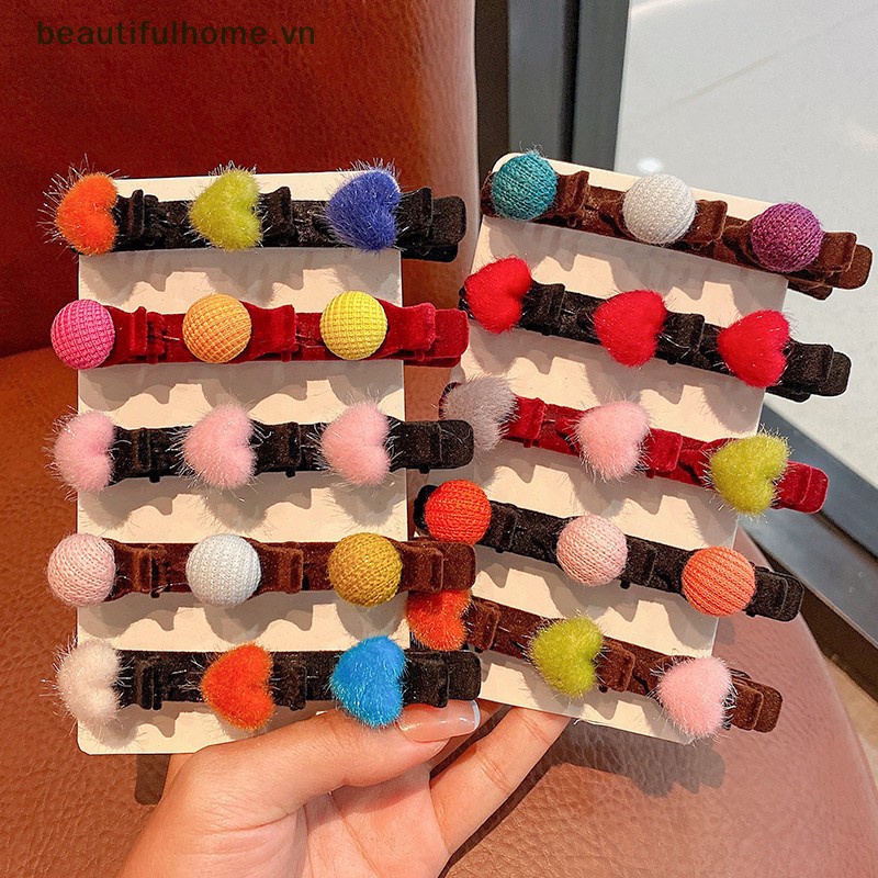 Kẹp Tóc Mái Hông Hình Trái Tim Màu Sắc Kẹo Ngọt Dành Cho Nữ