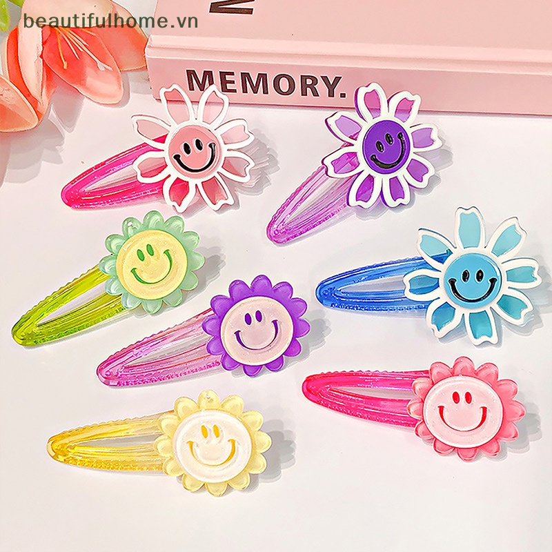 Kẹp Tóc BB Hình Hoa Hướng Dương Màu Sắc Ngọt Ngào Trong Suốt Cho Nữ