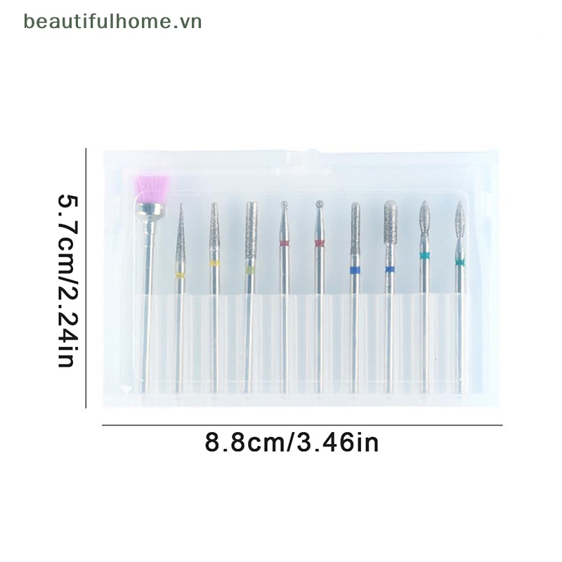 Bộ 10 Mũi Khoan Kim Cương Mài Móng Tay Chuyên Dụng