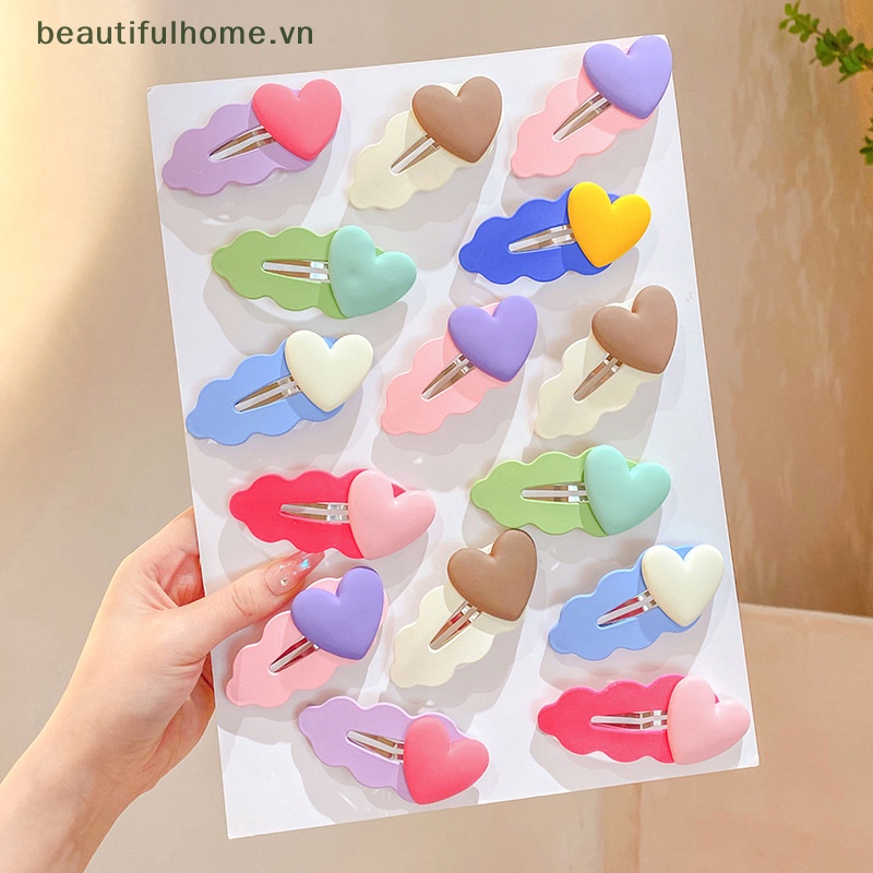 [beautifulhome] Kẹp Tóc Mái BB Hình Trái Tim Gợn Sóng Nhiều Màu Sắc Kẹo Ngọt Không Làm Tổn Thương Tóc Cho Bé Gái [beauty]
