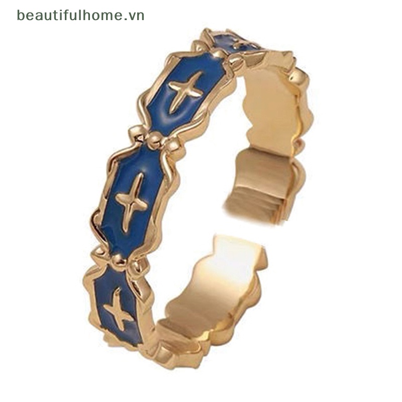 [beautifulhome] Nhẫn Hở Tráng Men Màu Sắc Giọt Nước Tinh Tế Phong Cách Ins Tinh Tế Phù Hợp Với Đôi [beauty]