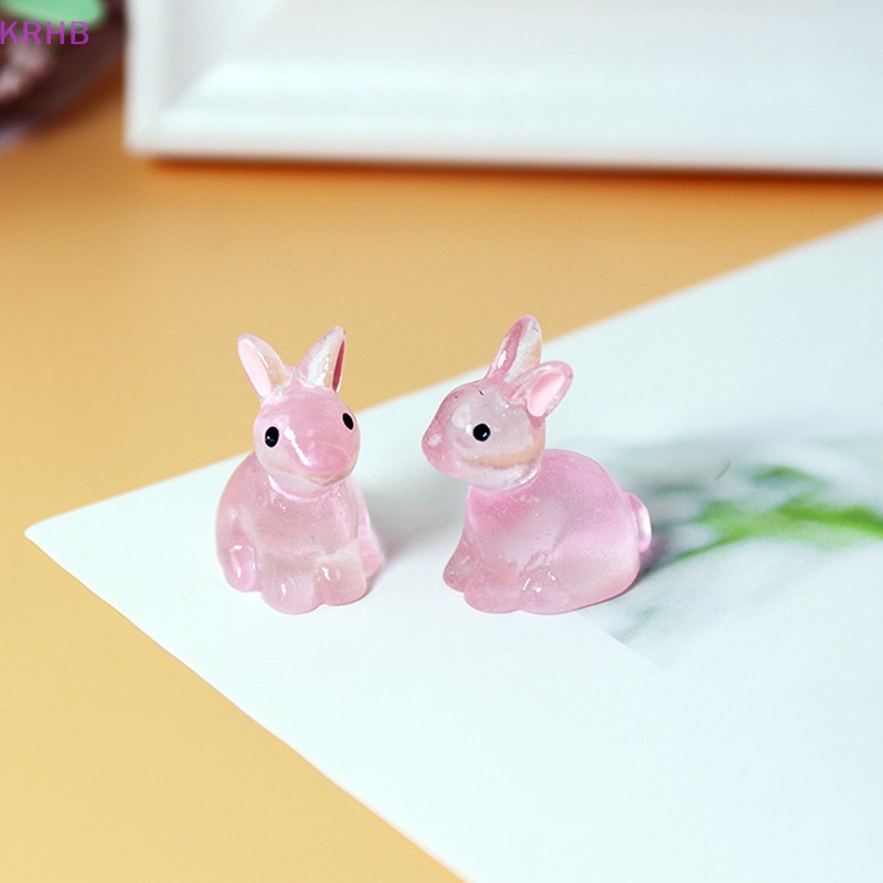 Set 5 Chú Thỏ Mini Bằng Nhựa Phát Quang Trang Trí Vườn Nhà Độc Đáo Mới