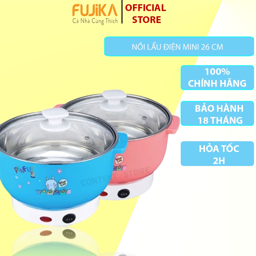 Nồi Lẩu Điện Mini Đa Năng Nika 26cm Inox 304, Siêu Tiện Dụng, Dùng Được Cho Gia Đình FUJIKA