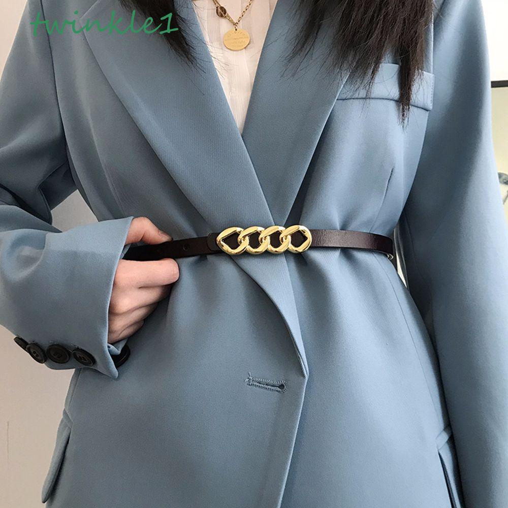 Thắt Lưng Da PU Khóa Kim Loại Kiểu Dáng Đơn Giản Phong Cách Hàn Quốc