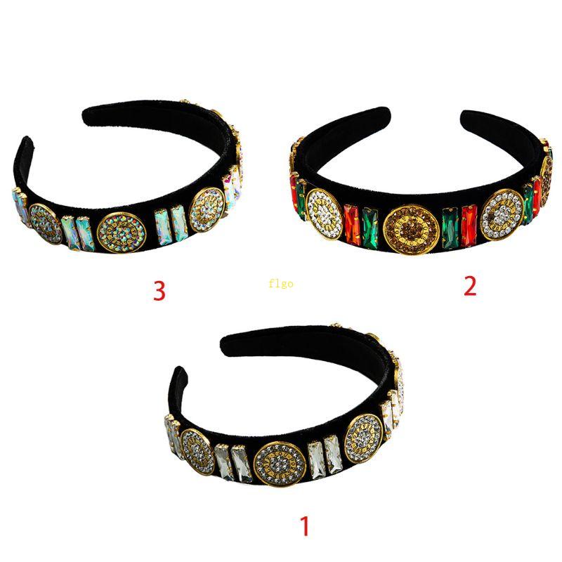 Flgo Băng Đô Đính Đá Pha Lê Đồng Xu Vàng Phong Cách Baroque Cổ Điển