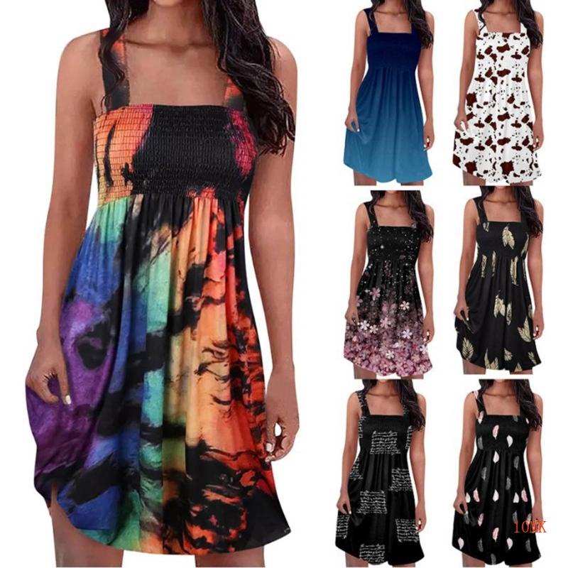 Đầm Ngắn Không Tay Hở Lưng Nhún Bèo Thời Trang Mùa Hè Cho Nữ