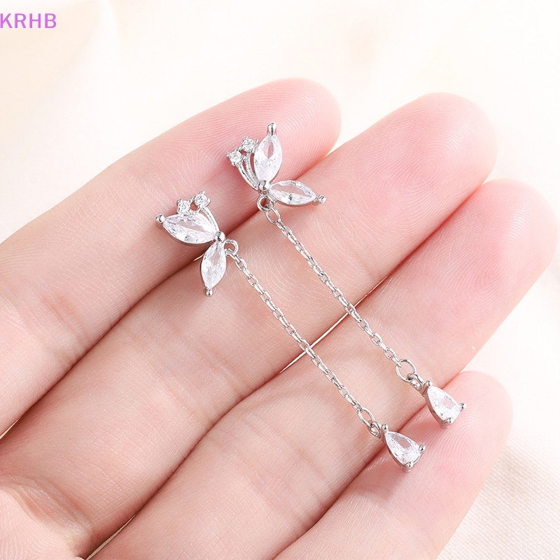 Khuyên Tai Dáng Dài Đính Đá Zircon Hình Bướm Thời Trang Cho Nữ Mới