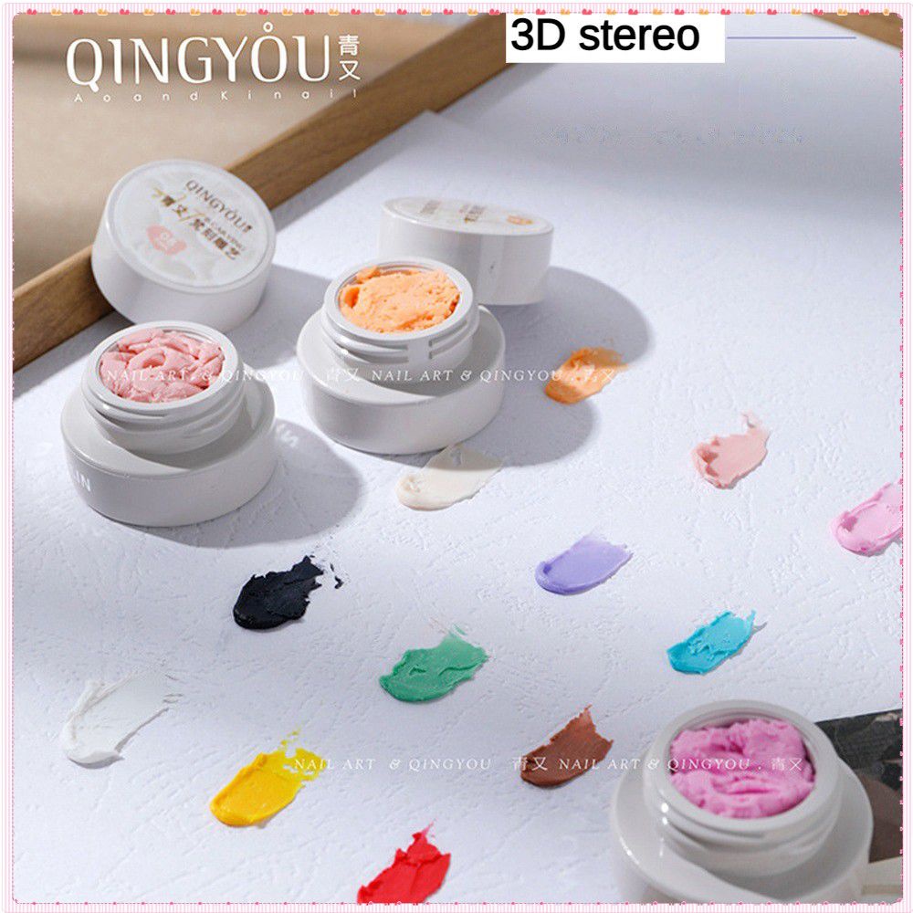Qingyou Vatican Micro chạm khắc Hoa Sơn móng tay Gel Ba chiều 3d Soild Relief Màu nude Đóng hộp Đèn LED Uv Trị liệu bằng ánh sáng Keo dán móng nghệ thuật cho tiệm làm móng TOGO