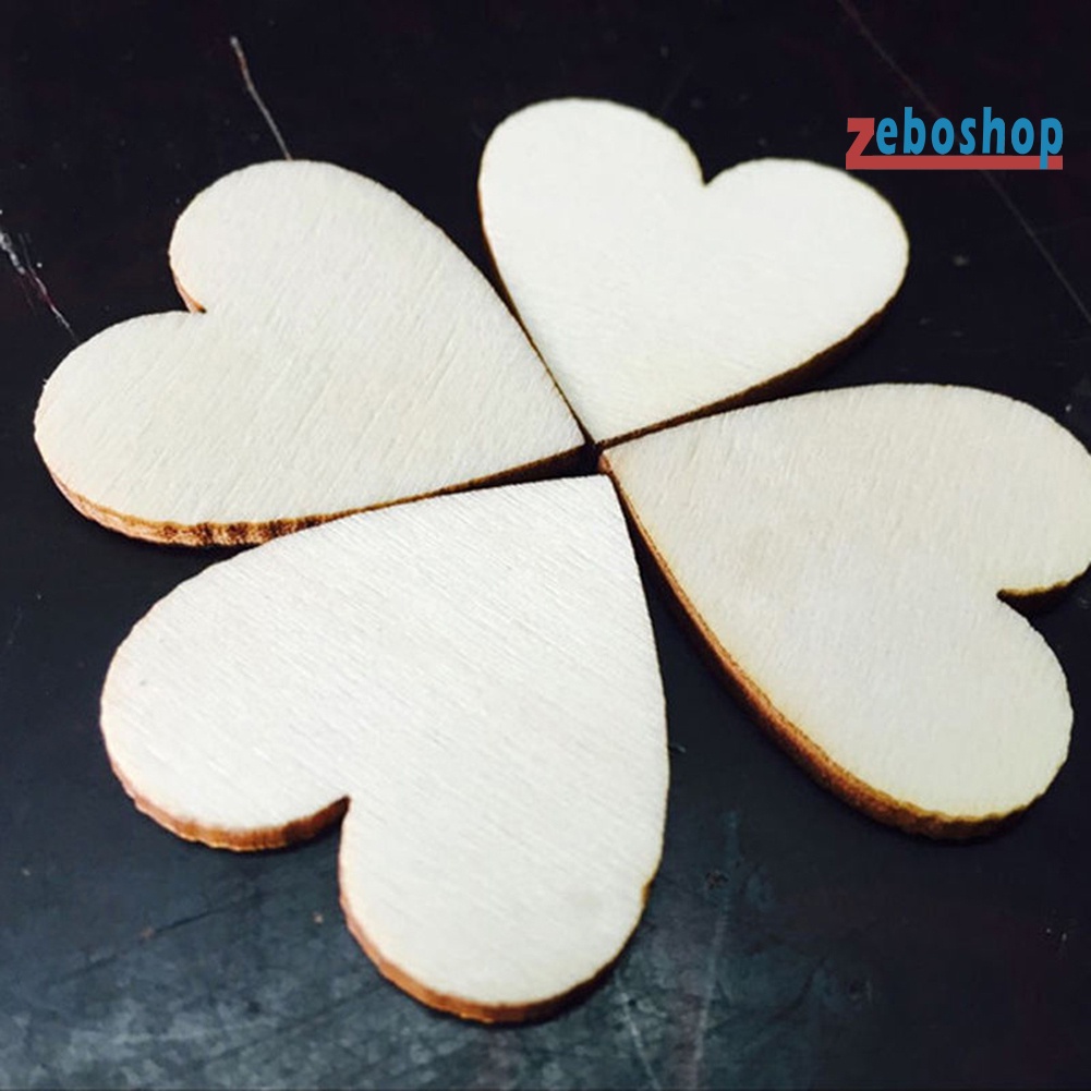 Bộ 100 Miếng Gỗ Hình Trái Tim 20 / 30 / 40mm Trang Trí Tiệc Cưới