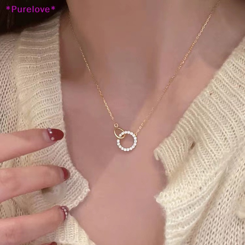 Vòng cổ Mặt Tròn Đính Đá Zircon Lấp Lánh Thời Trang Cho Nữ Mới