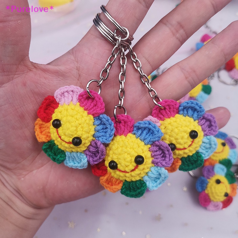 Móc Khóa Điện Thoại Đan Len Thủ Công Hình Hoa Hướng Dương Mặt Cười Nhỏ Sáng Tạo Thích Hợp Làm Quà Tặng Cho Bạn Gái Mới