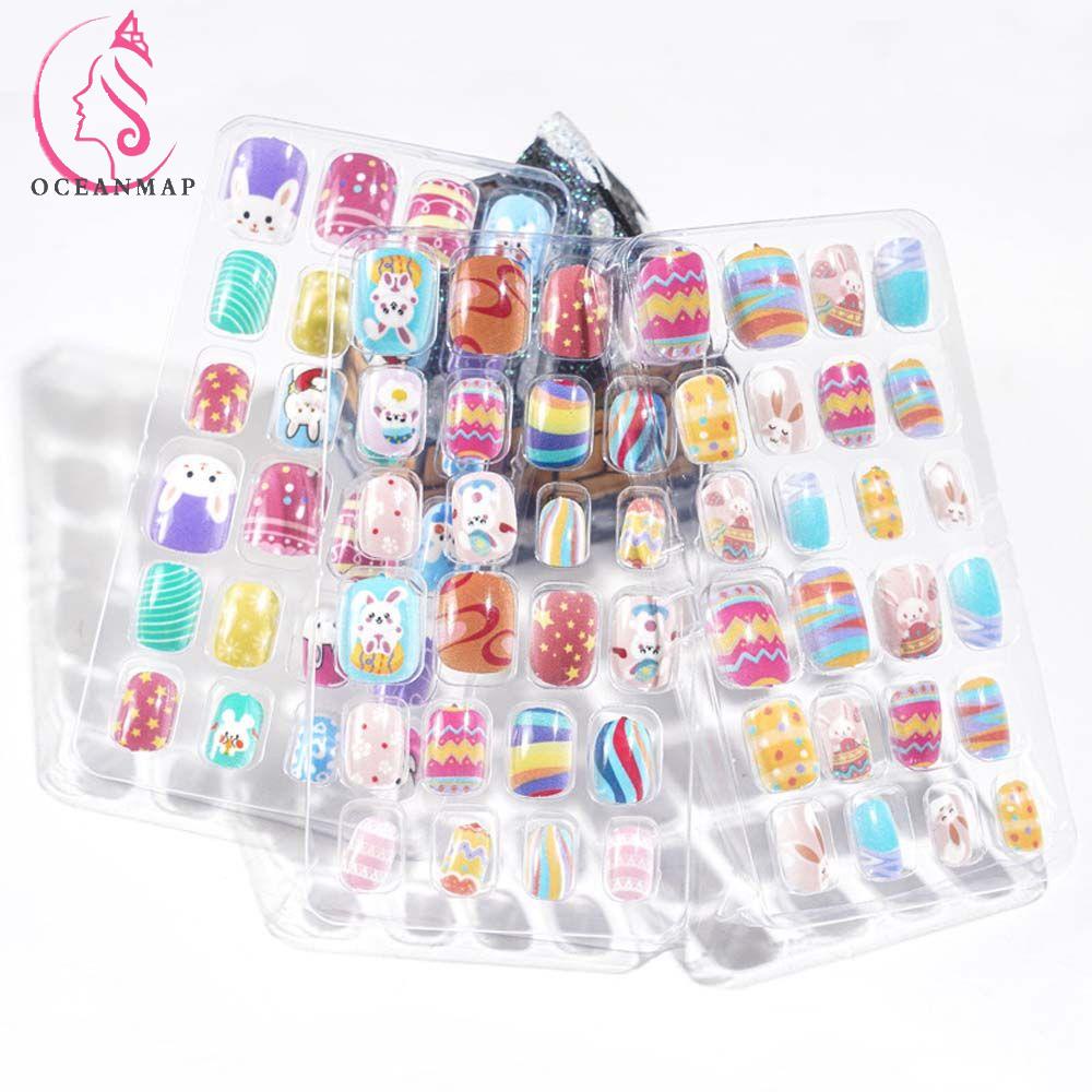 Set 24 Móng Tay Giả Họa Tiết Hoạt Hình Dễ Thương Cho Bé