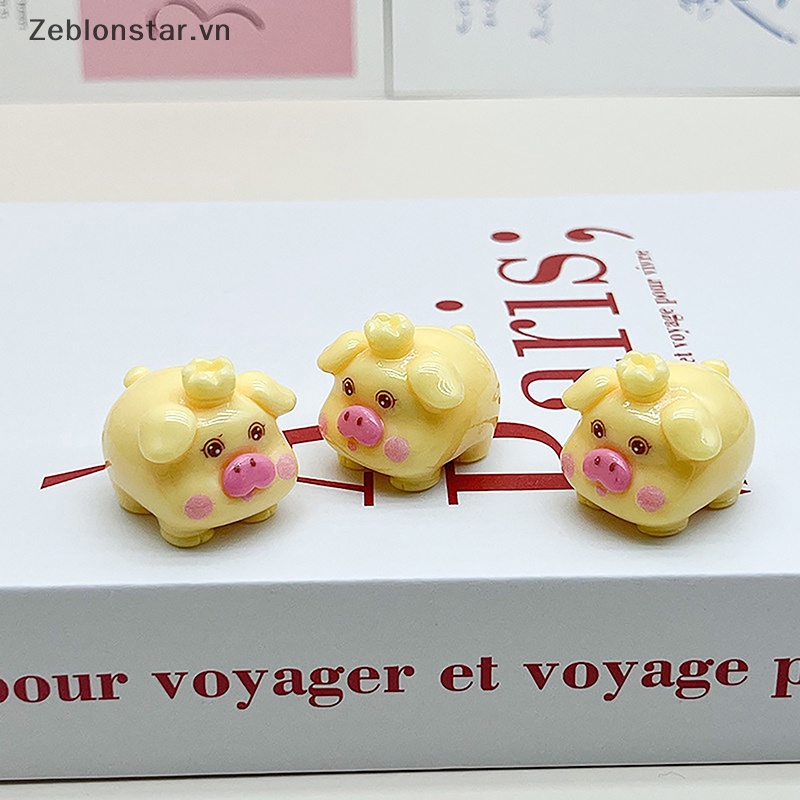 [Ngôi Sao] Móc Khóa Resin Hình Chú Heo Hoạt Hình Đội Vương Miện Thủ Công DIY ~ ~