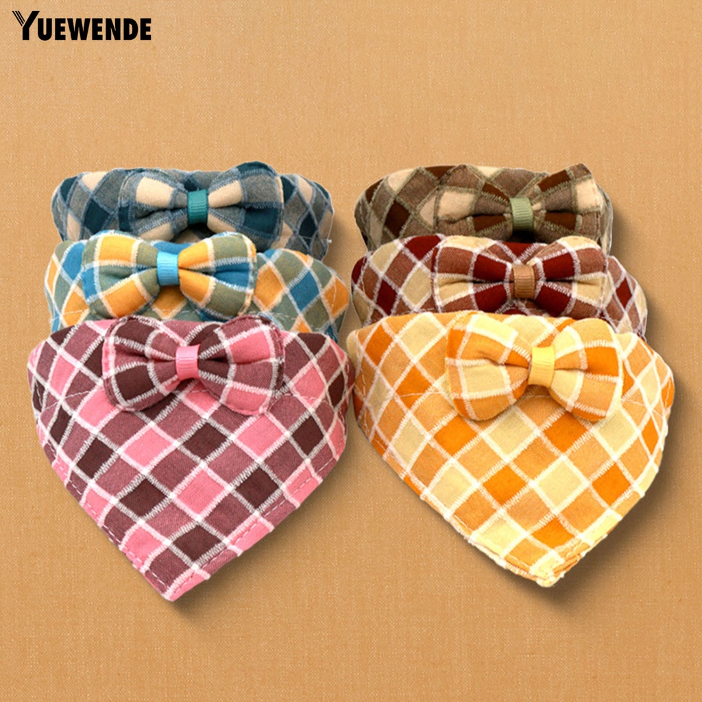 Khăn Quàng Cổ Tam Giác Họa Tiết Caro Đính Nơ Có Khóa Điều Chỉnh Được Cho Thú Cưng