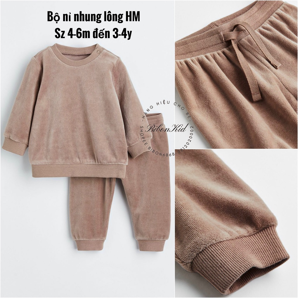 Bộ nỉ nhung lông HM CHINA 4-6m đến 3-4y