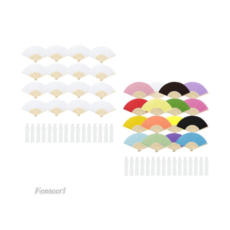 [Fenteer1] 16 Quạt Giấy Gấp Cầm Tay Trơn Màu Cho Nhà Thờ