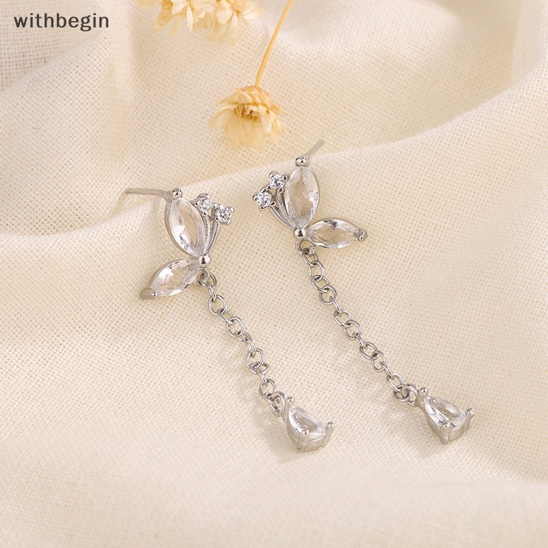 Bông Tai Dáng Dài Hình Bướm Đính Đá Zircon Lấp Lánh Thời Trang Dự Tiệc Cho Bạn Gái