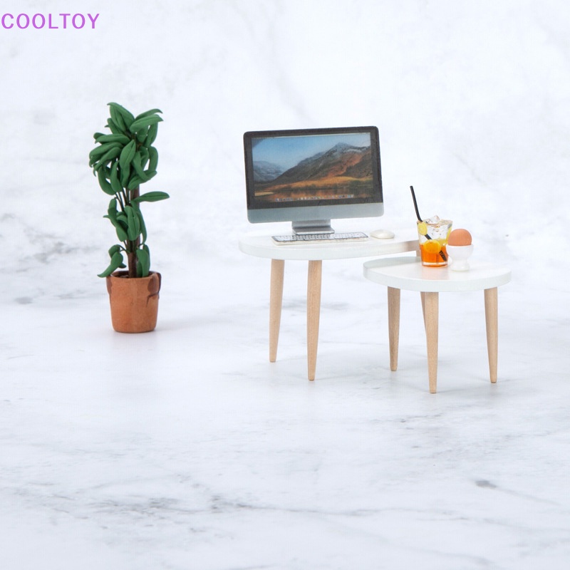 1 Bộ Bàn Máy Tính Hình Tam Giác Tỉ Lệ 1: 12 Trang Trí Nhà Búp Bê