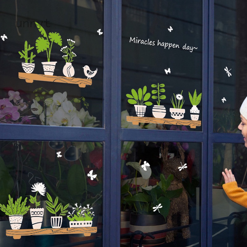 1 Miếng Dán Cửa Kính Hình Chậu Cây