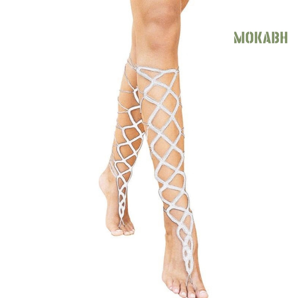 [Mokabh] Lắc Chân Trần Đan Móc Trang Trí Xăng đan Trang Trí Đám Cưới