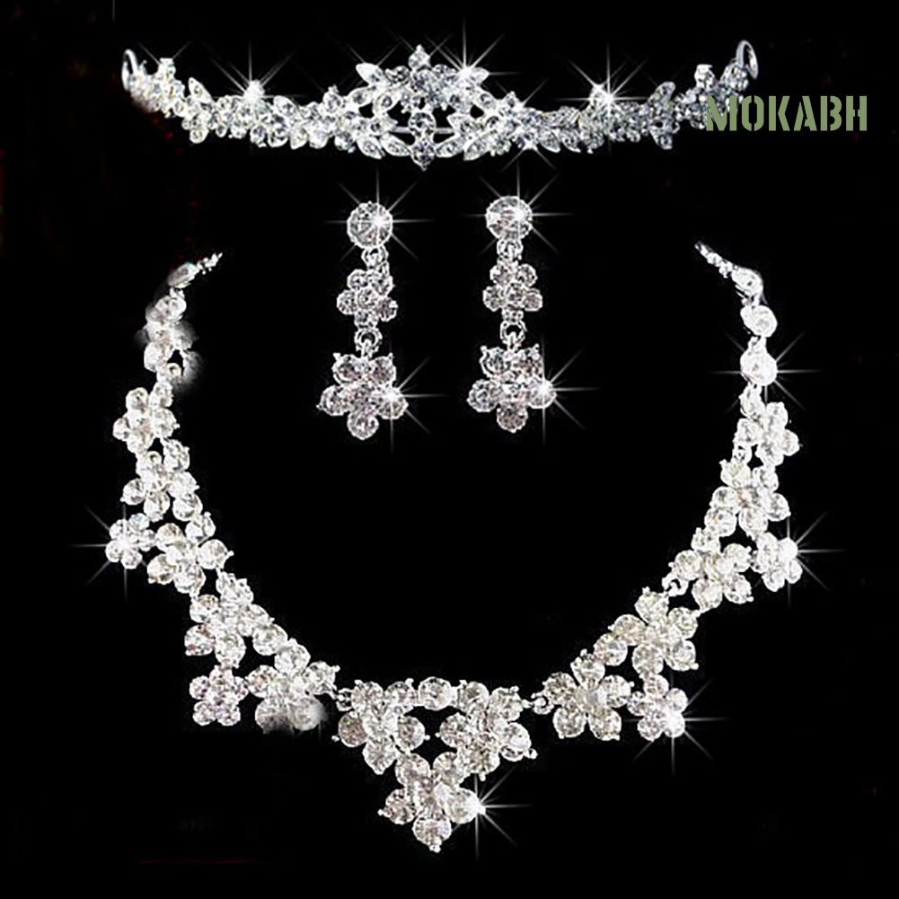 Bộ Vòng cổ + Bông Tai Đính Đá Sang Trọng Cho Nữ