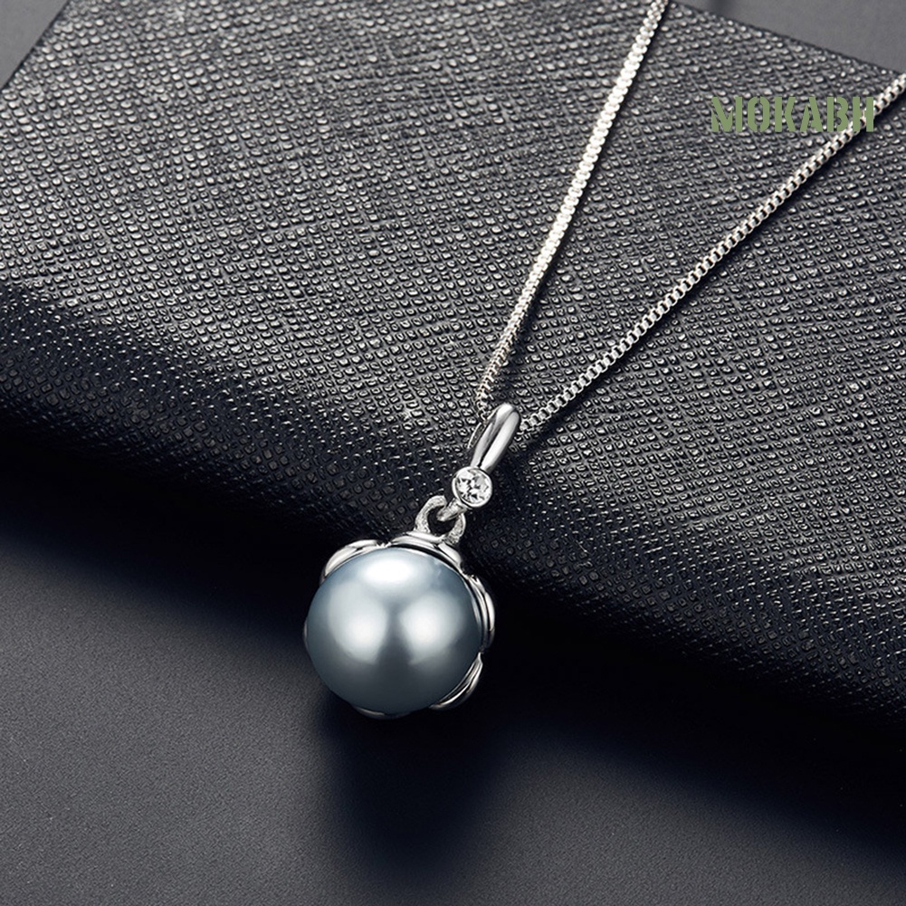 Bộ Vòng cổ + Bông Tai Đính Đá &amp; Ngọc Trai Nhân Tạo Hình Tròn Cho Nữ