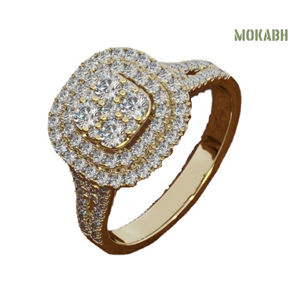 Bộ 3 Nhẫn Cưới Mạ Điện Đính Đá Lấp Lánh Sang Trọng