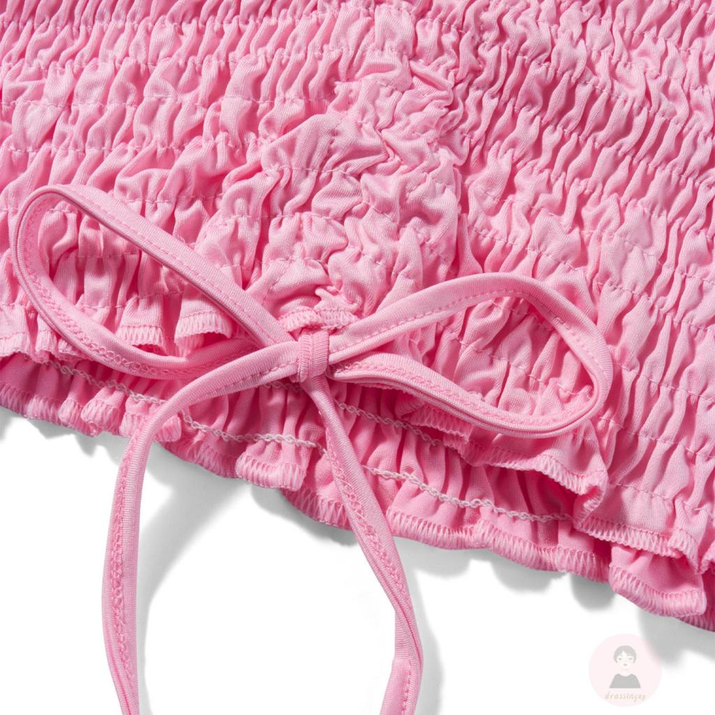 Đầm Mini Không Tay Hở Lưng Phối Dây Rút Gợi Cảm Dành Cho Nữ