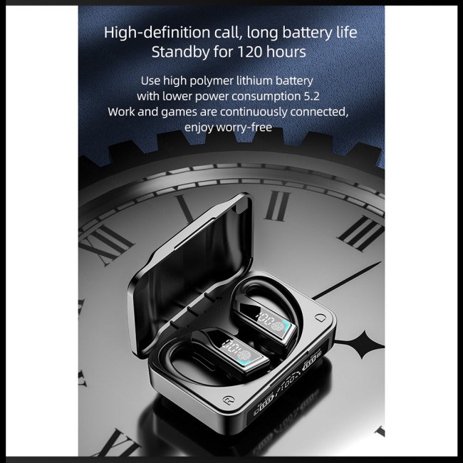 1 Cặp Tai Nghe Bluetooth Không Dây Q8 Tws Có Móc Tai Hiển Thị Màn Hình Kỹ Thuật Số Giảm Tiếng Ồn