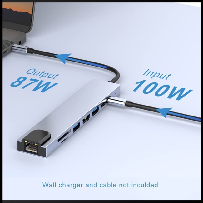 Bộ Chia Cổng Usb Type-c 8 Trong 1 Đa Năng Bằng Hợp Kim Nhôm Cho Notebook