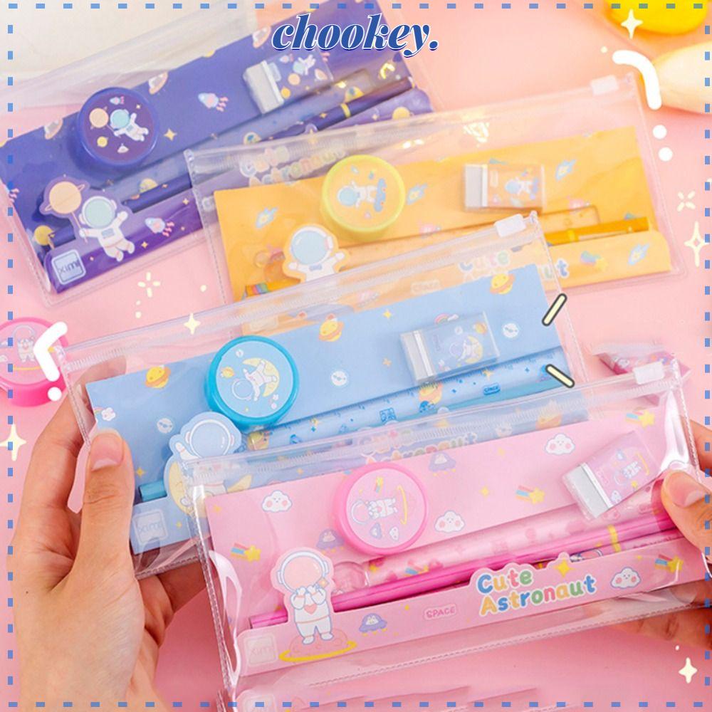 CHOOKEY Bộ Thước Kẻ 5 Trong 1 Bằng Nhựa Hình Phi Hành Gia Dành Cho Học Sinh