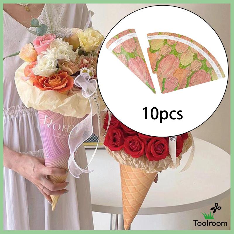 Bộ 10 Cánh Hoa Giấy Hình Nón Dùng Trang Trí Tiệc Cưới DIY