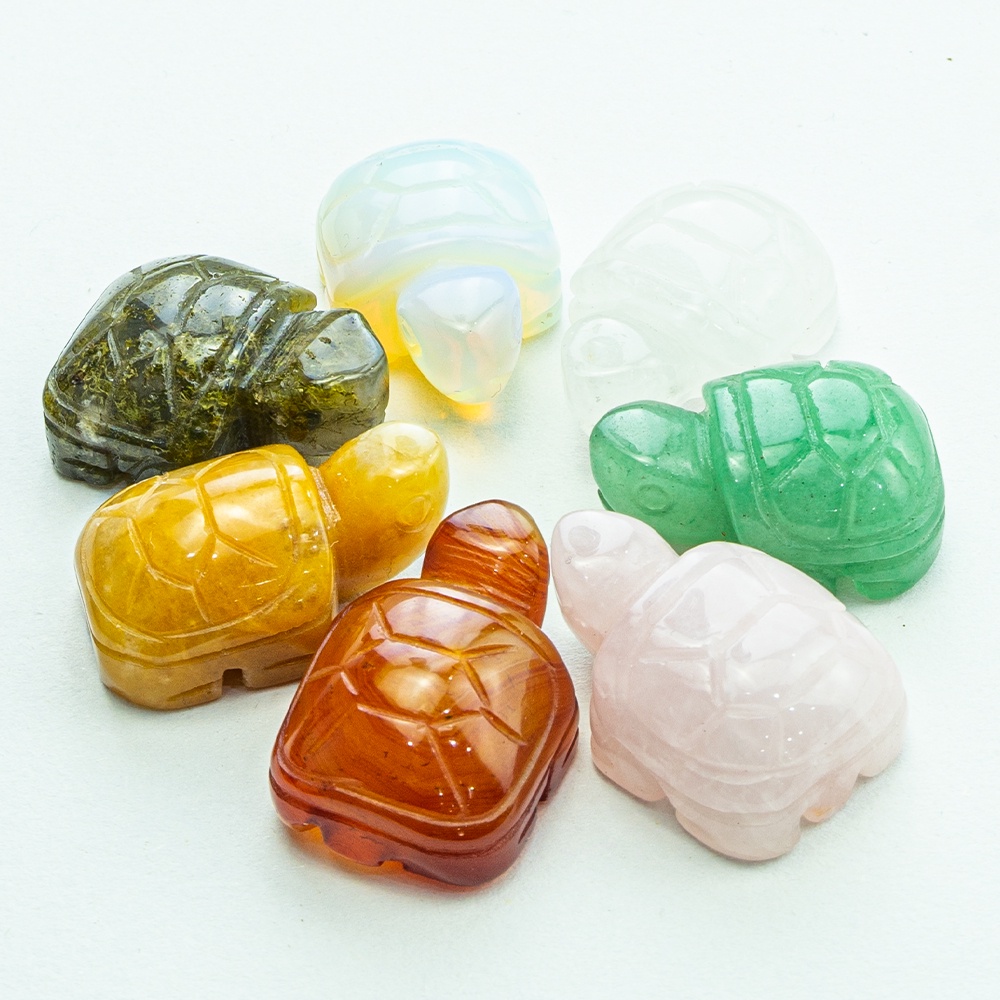 Set 5 Tượng Rùa Mini 1in Bằng Đá Pha Lê Tự Nhiên Dễ Thương Chạm Khắc Chữ Reiki Healing Trang Trí Nhà Cửa