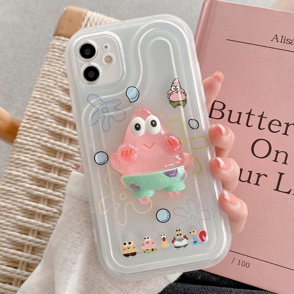 Ốp Điện Thoại TPU Mềm Chống Sốc Hình Spongebob 3D Cho IPhone 11 14 13 12 Pro Max XR XS Max 7 8 Plus SE