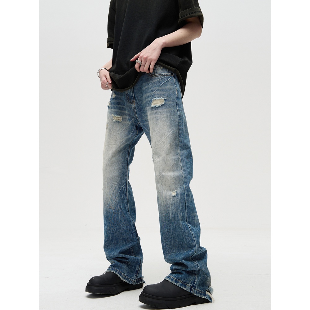 Quần Jean Rách Phong Cách Đường Phố Mỹ Cá Tính Cho Nam Nữ