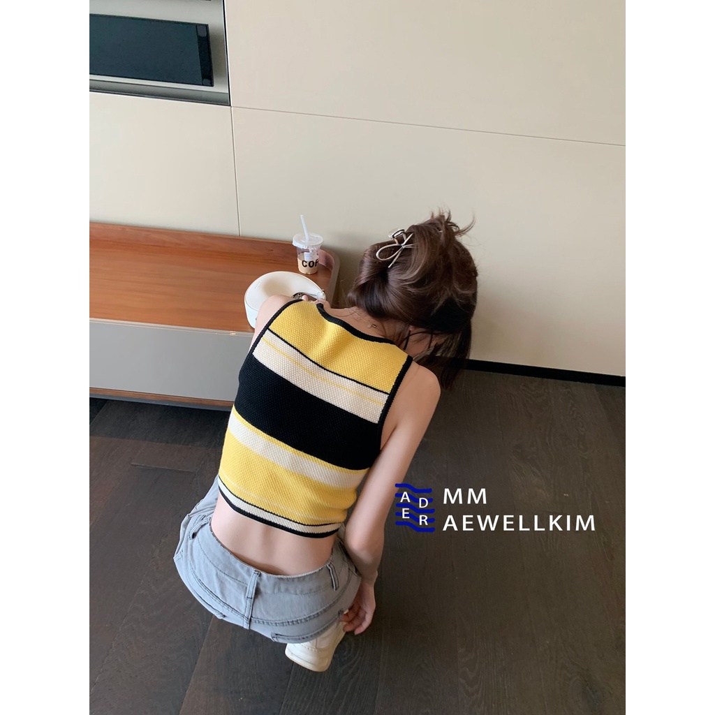 Áo Thun Nữ Cộc Tay Cổ Tròn Sọc Ngang Thời Trang Hàn