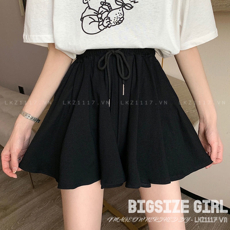 Quần short nữ quần ngắn lưng cao Bigsize quần đùi quần giả váy cạp chun lưng thun chữ a thiết kế dây rút mùa hè Phong cách Hàn Quốc Thời Trang đẹp