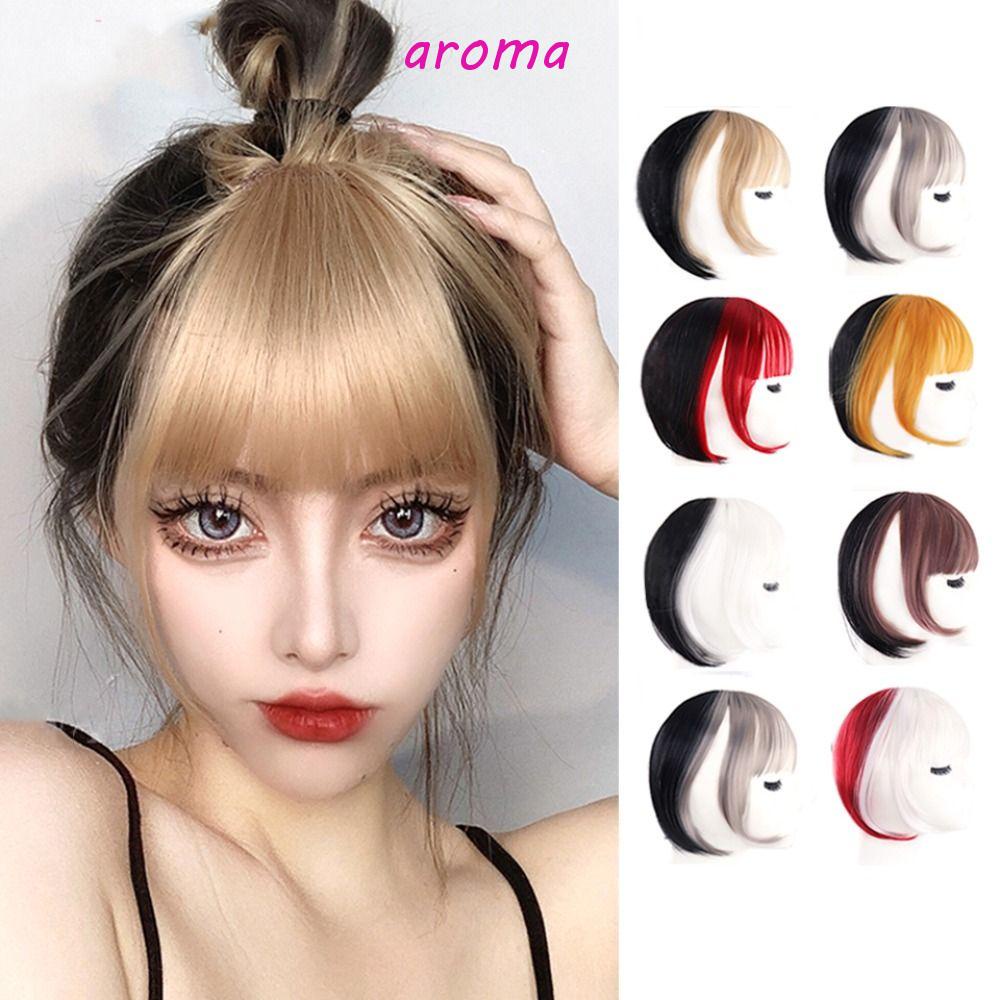 Tóc Giả Hai Màu Sắc Rực Rỡ Chất Lượng Cao Không Đường May Mềm Mịn Chịu Nhiệt Sợi Blonde Mái Cho Nữ