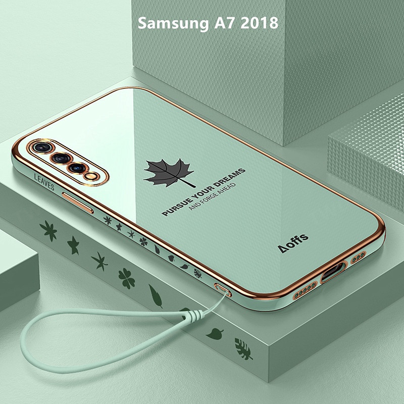 Ốp Lưng Samsung A7 2018 Mạ điện Lá phong Mềm Ốp Điện Thoại Samsung Galaxy A7 2018