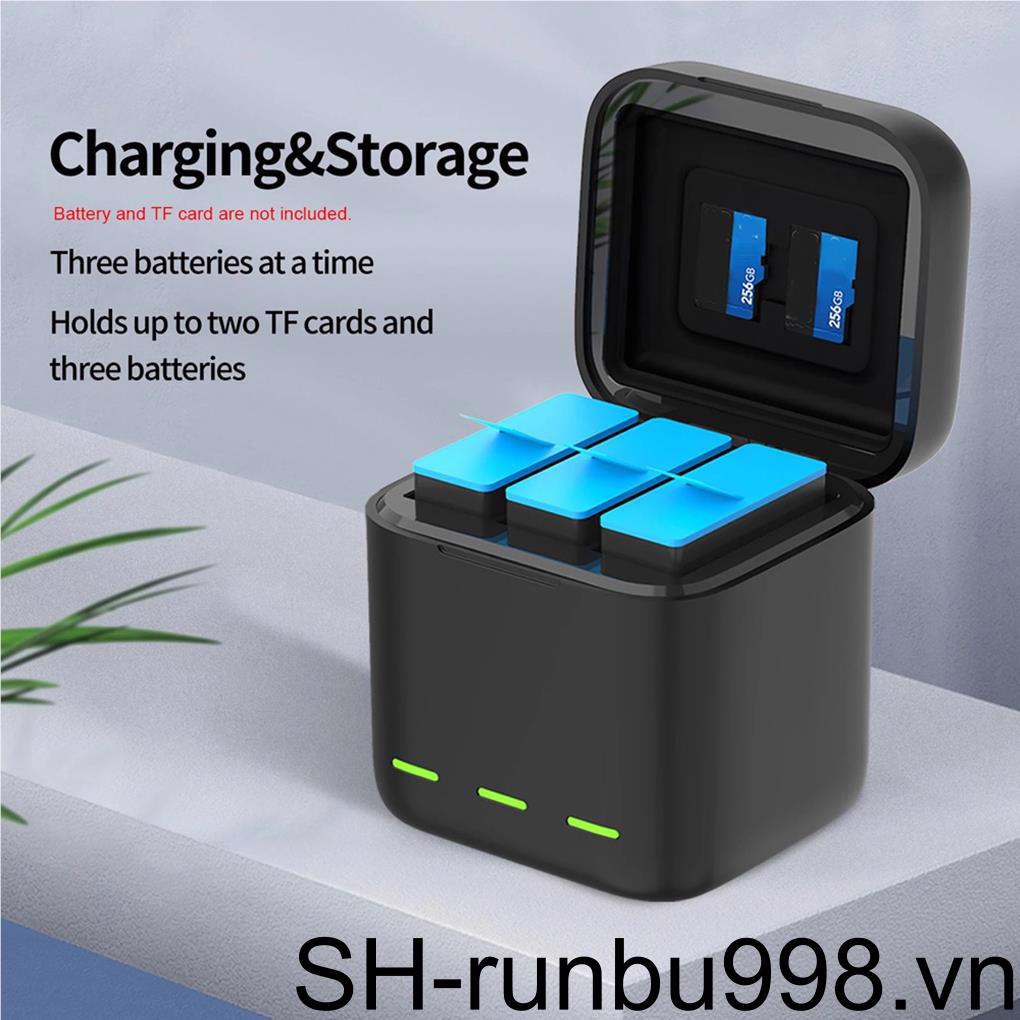 Hộp Sạc Pin GP-BCG-901 3 Kênh USB Type-C Có Dây Cáp Cho Gopro9 Camera