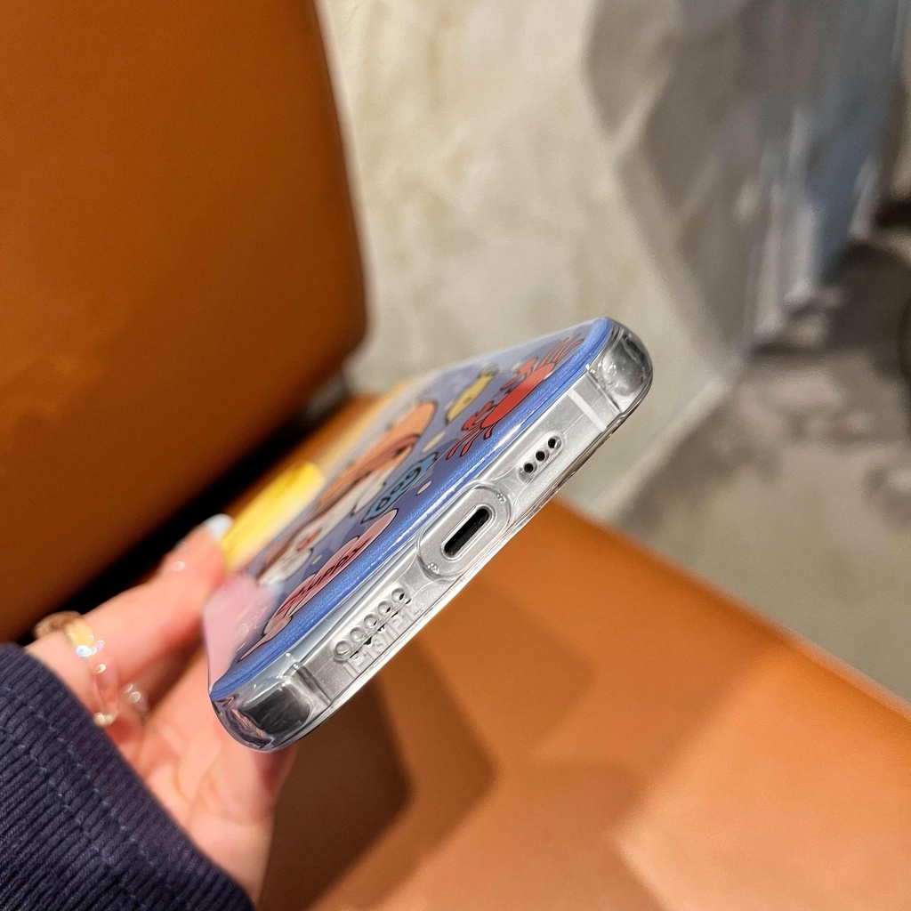 Ốp Điện Thoại TPU Mềm Trong Suốt Hai Mặt Chống Sốc In Hình Cún Bơi Lội Cho iPhone 14 13 12 11 Pro Max