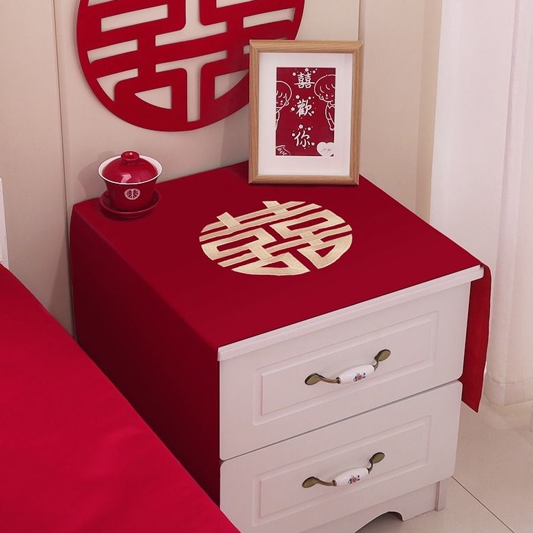 Khăn Trải Bàn Thêu Nhân Vật Trung Hoa Chống Bụi Trang Trí Đám Cưới Ốp