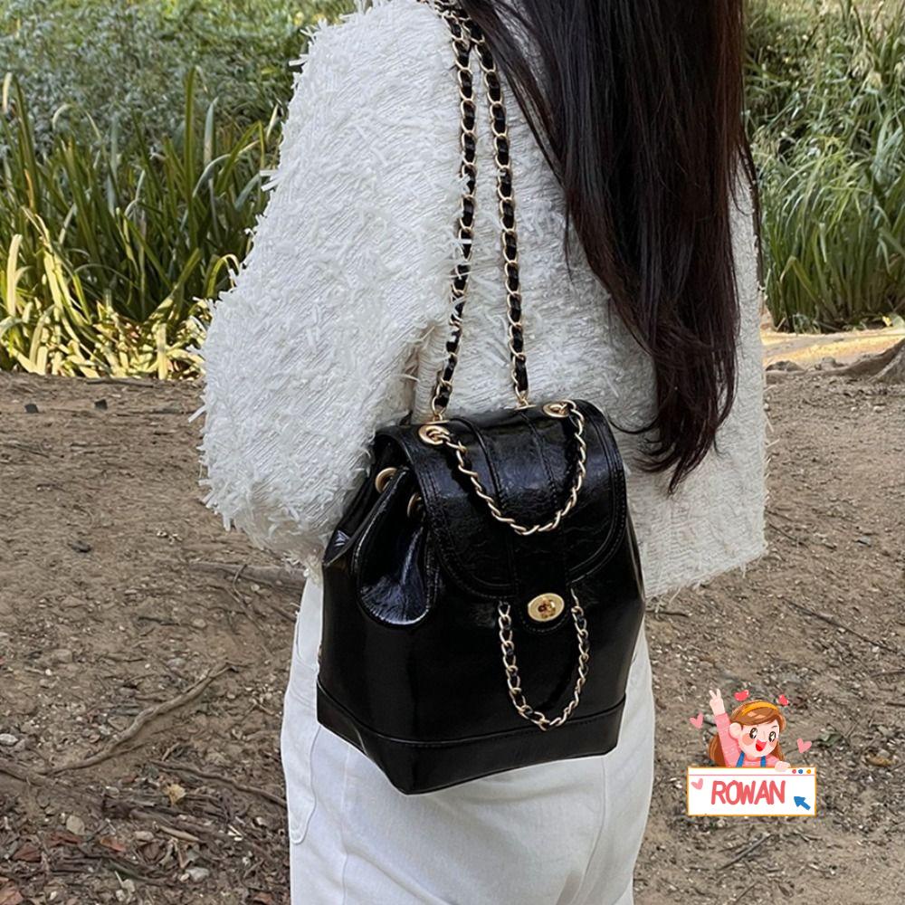 Ba Lô Da Phối Dây Xích Phong Cách Thời Trang Thu Đông