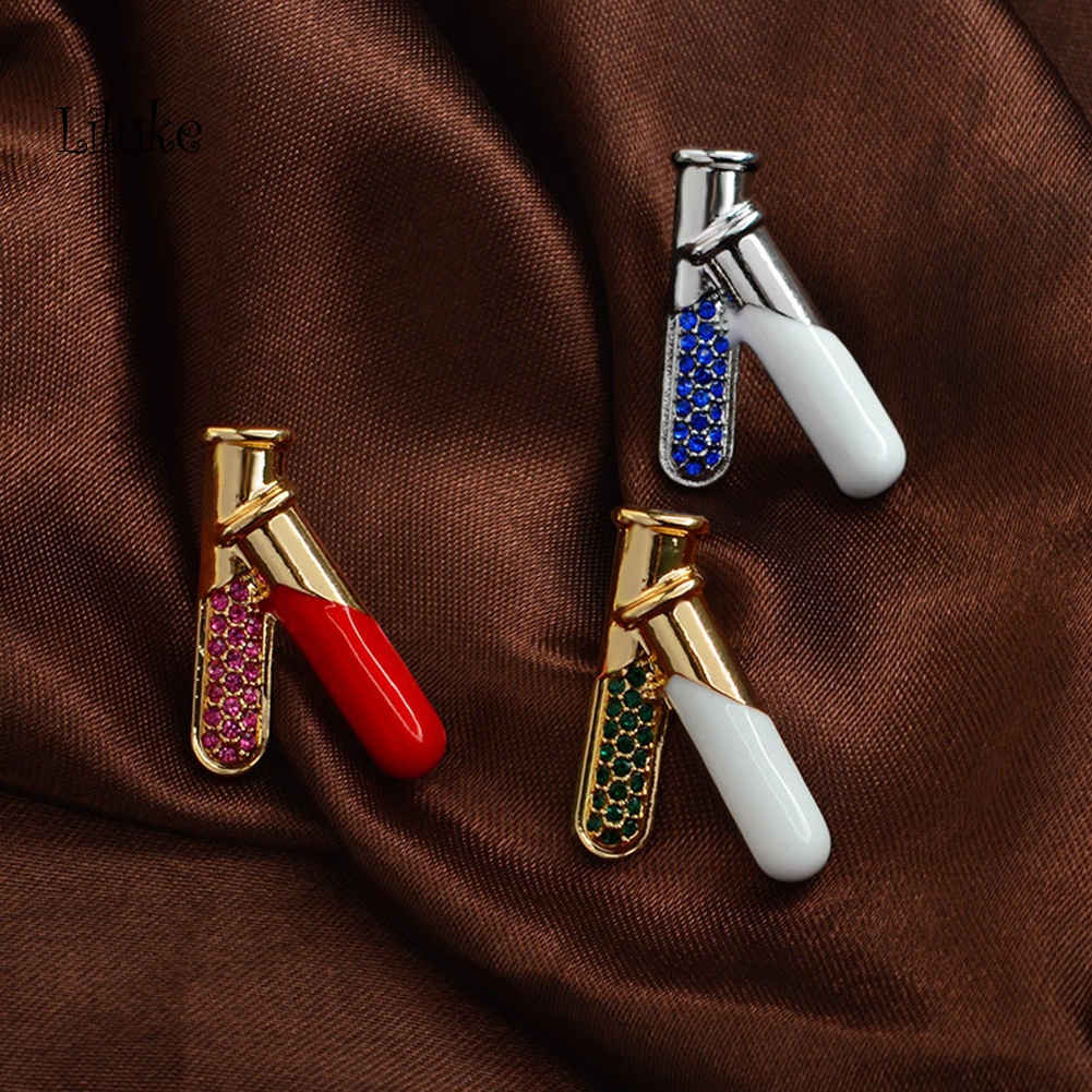 Ghim Cài Áo Hình Ống Nghiệm Đính Đá Nhân Tạo Thời Trang
