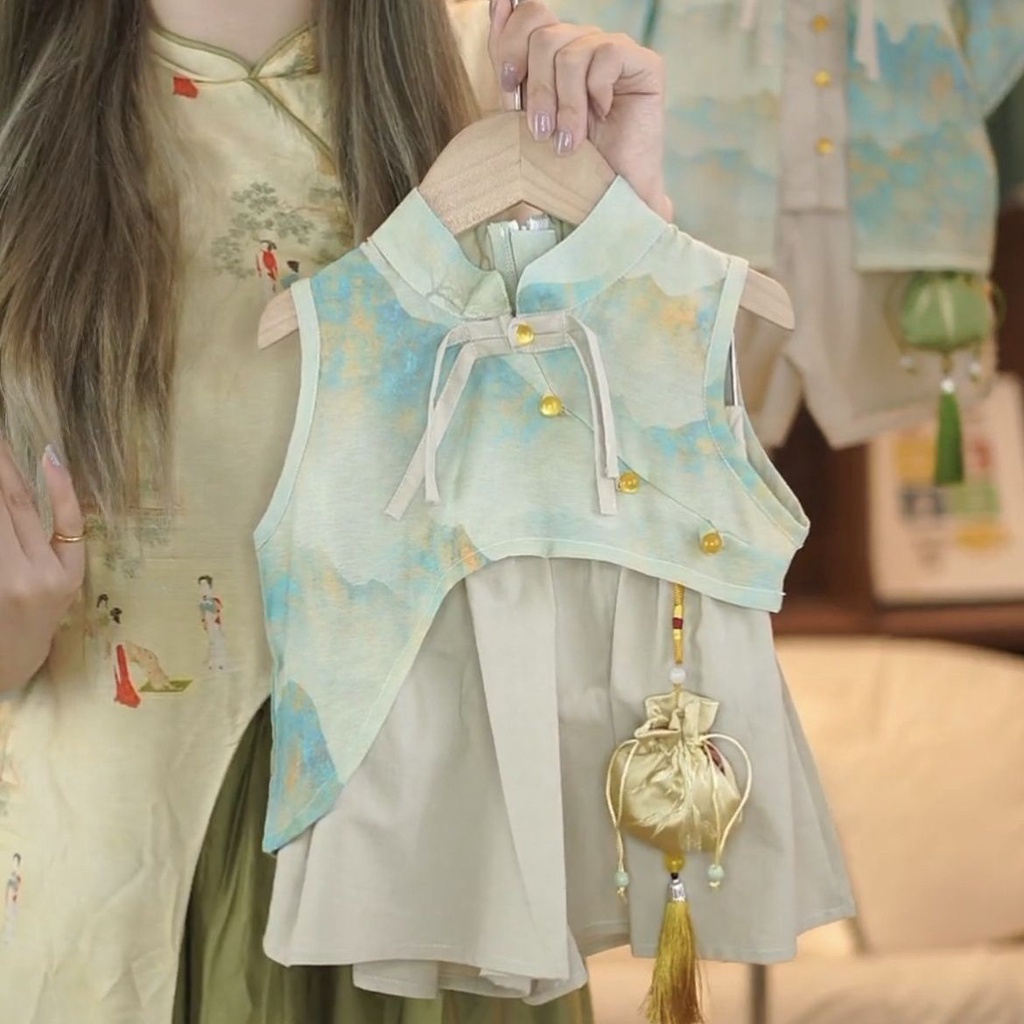 Bộ Đồ Hán Phục Hai Mảnh Mùa Hè 2023 Phong Cách Trung Hoa Cho Bé Trai Và Bé Gái