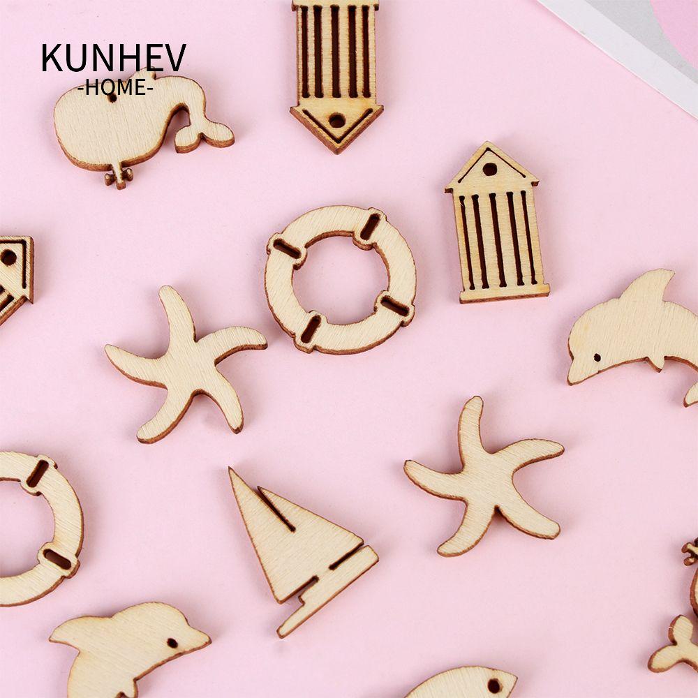 KUNHEV Set 50 Miếng Gỗ Hình Cá Heo / Ngọn Hải Đăng / Ngọn Hải Đăng Trang Trí Nhà Cửa