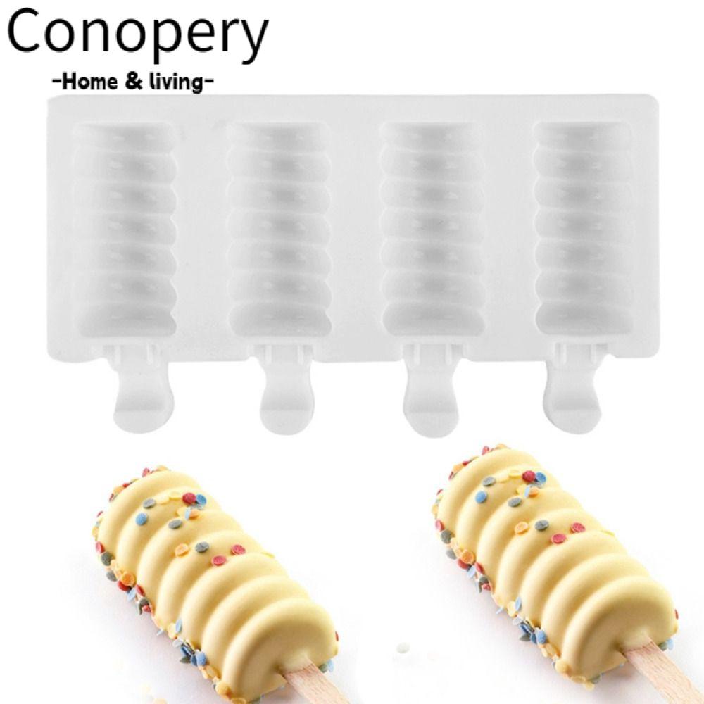 CONOPERY Khuôn Làm Kem Que 4 Ngăn Hình Sâu Bướm