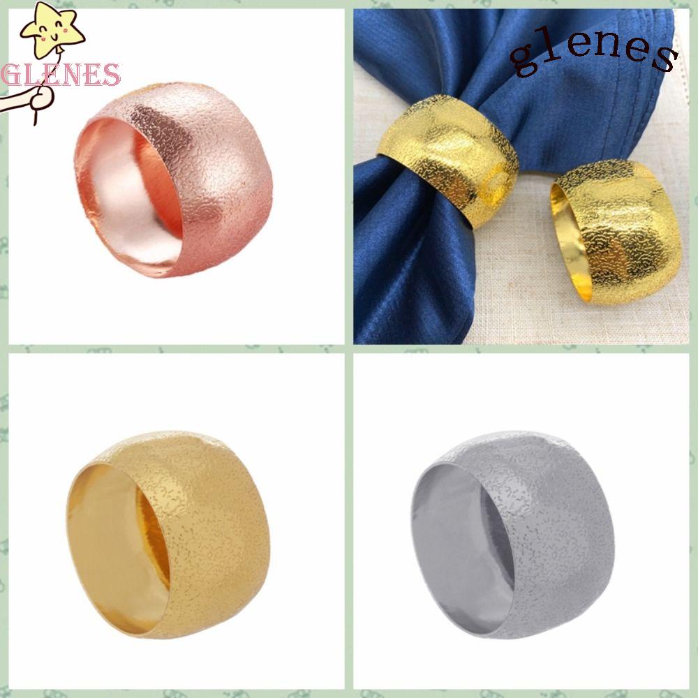 Bộ 4 Vòng Nhẫn Khăn Ăn Bằng Kim Loại Mạ Điện In Họa Tiết GLENES Cho Khách Sạn / Phòng